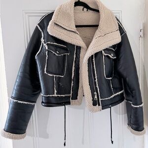 Women's Black Shearling Leather Jacket